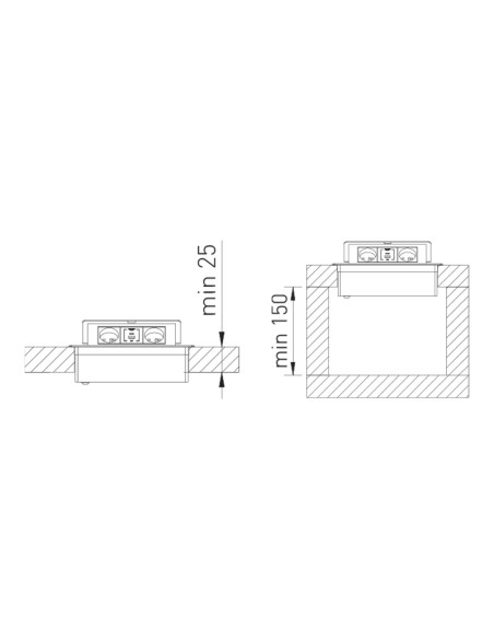 ENCHUFE P/MUEBLES EMPOTRADO RECTANGULAR NEGRO SOFT AE-PBSUC2GS-20NM GTV