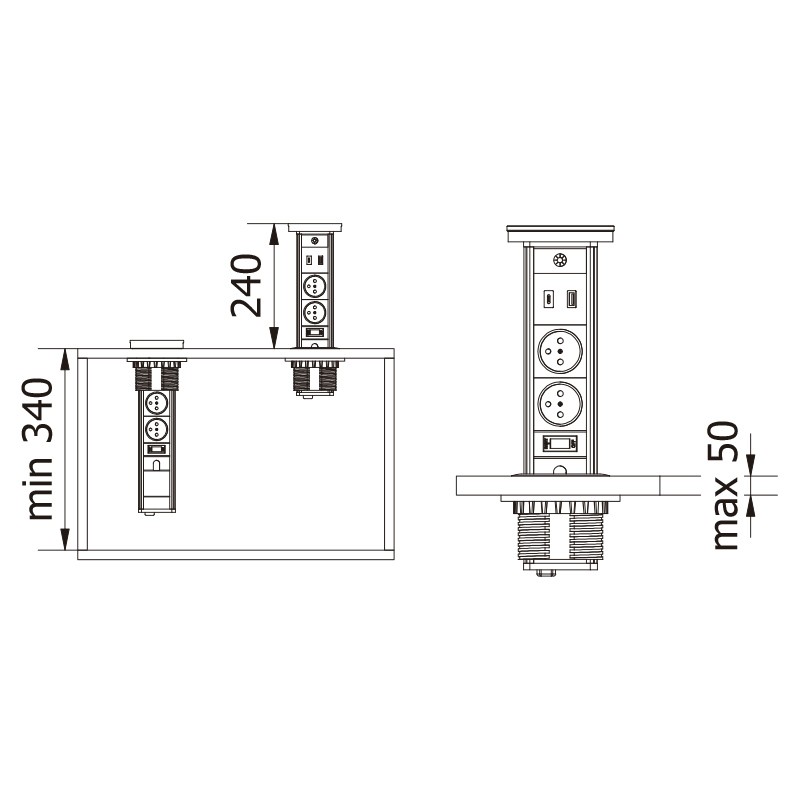 ENCHUFE P/MUEBLE EMPOTRADO VERTIKAL...