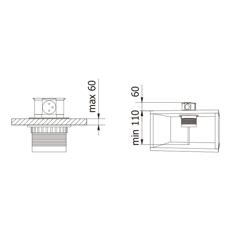 ENCHUFE P/MUEBLE EMPOTRADO 3 TOMAS +...