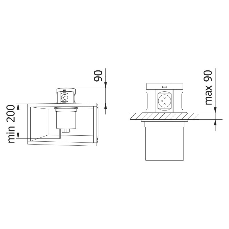 ENCHUFE P/MUEBLE EMPOTRADO CONFORT...