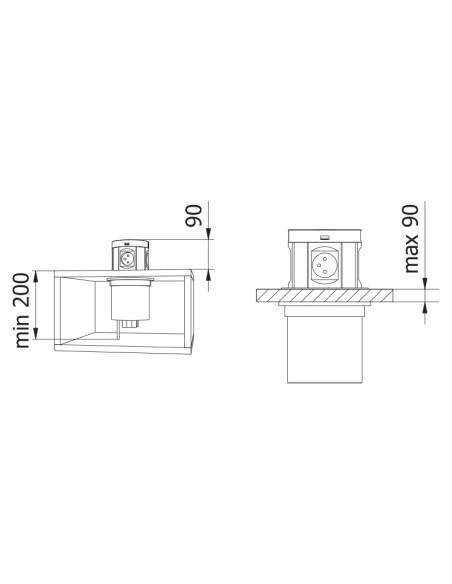 ENCHUFE P/MUEBLE EMPOTRADO CONFORT PLUS NEGRO AE-BPW4S120P-20 GTV