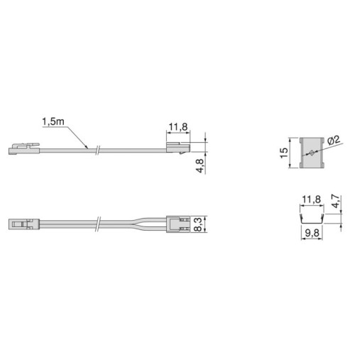 CABLE PROLONGACION P/EMBUTIR 1,5MT PYXIS 24V. 5228520 EMUCA 2