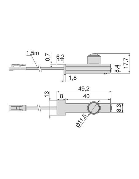 SENSOR/INTERRUPTOR MOVIMIENTO C/CABLE P/EMBUTIR PYXIS 24V. NEGRO 5228317 EMUCA
