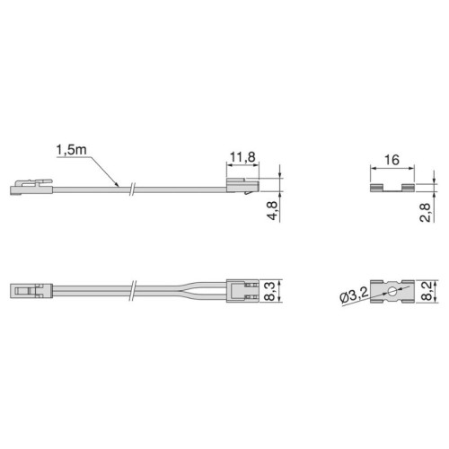 CABLE PROLONGACION P/SUPERFICIE 1,5MT PYXIS 24V. 5228420... 2