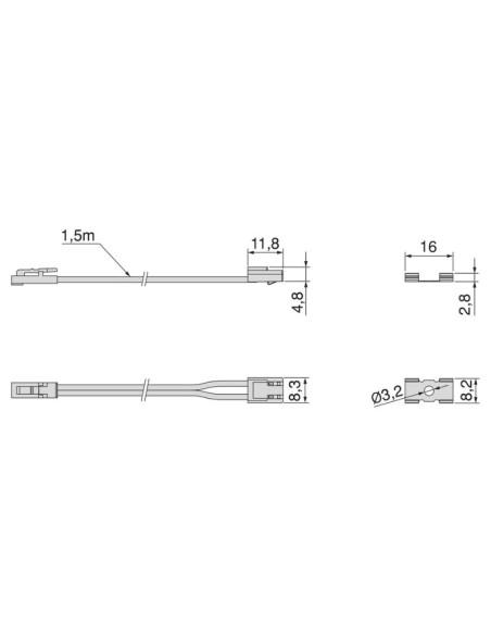 CABLE PROLONGACION P/SUPERFICIE 1,5MT PYXIS 24V. 5228420 EMUCA