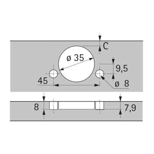 9094481 BISAGRA RECTA SENSYS PUSH TB45/45 P/PTA FINA... 2