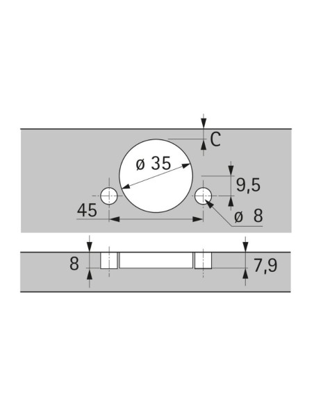 9094481 BISAGRA RECTA SENSYS PUSH TB45/45 P/PTA FINA C/TETON MD HETTICH
