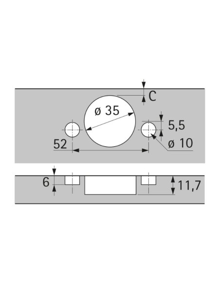 9099673 BISAGRA ACODADA SENSYS PUSH W165 TH52/52 C/TETON FIX MD HETTICH