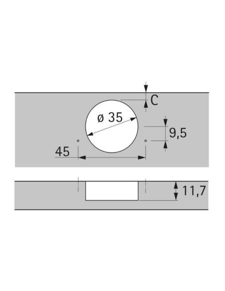 9099680 BISAGRA RECTA SENSYS PUSH W165 TB45/45 HETTICH