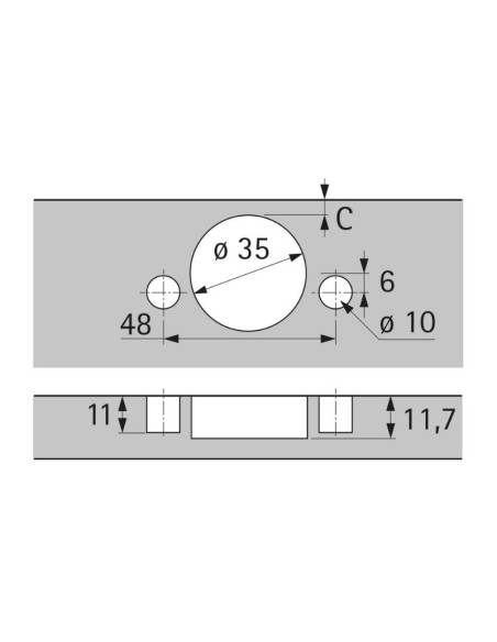 9099641 BISAGRA RECTA SENSYS S/FRENO W165 TS53/48 C/TETON MD HETTICH