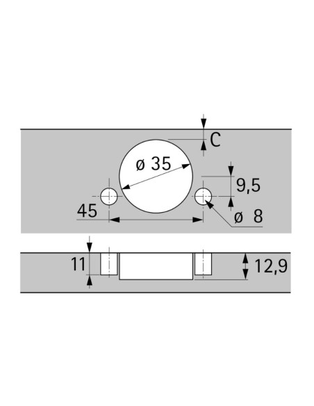 9088042 BISAGRA ANGULAR SOLAPADA SENSYS C/FRENO W45 TB45/45 C/TETON MD HETTICH