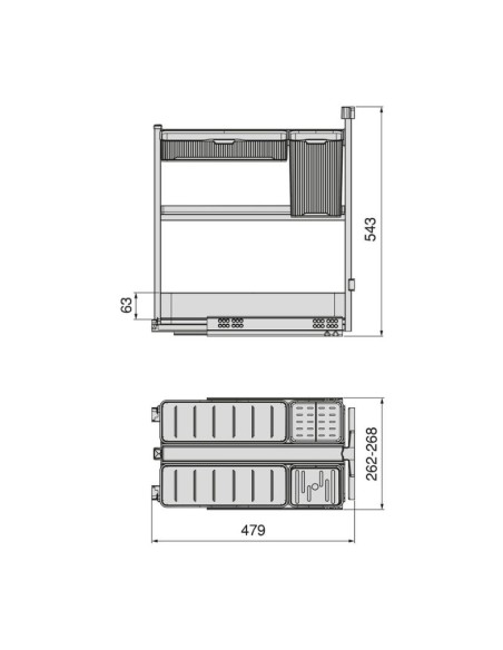 BOTELLERO C/CESTAS Y ACCESORIOS GRAFITO ALT.70 MOD.30 8382735 EMUCA