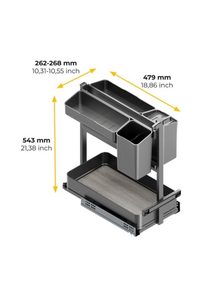 BOTELLERO C/CESTAS Y ACCESORIOS GRAFITO ALT.70 MOD.30 8382735 EMUCA