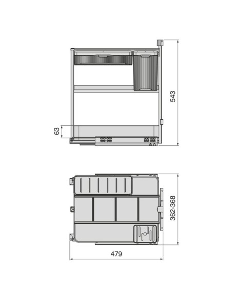 BOTELLERO C/CESTAS Y ACCESORIOS GRAFITO ALT.70 MOD.40 8382835 EMUCA