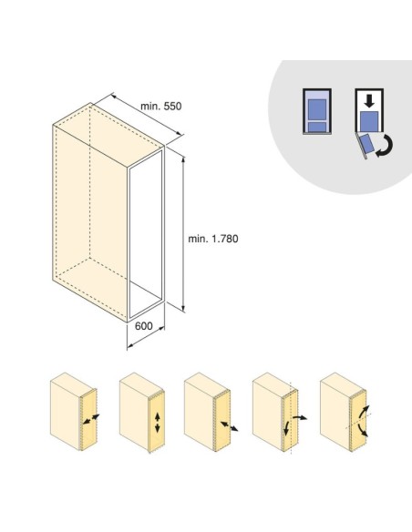 COLUMNA EXTRAIBLE HARMONY PUERTA BISAGRA 10 CESTOS ALT.1780MM MOD.45 8384035 EMUCA