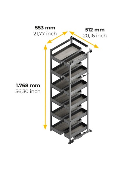 COLUMNA EXTRAIBLE HARMONY PUERTA BISAGRA 12 CESTOS ALT.1780MM MOD.60 8384235 EMUCA