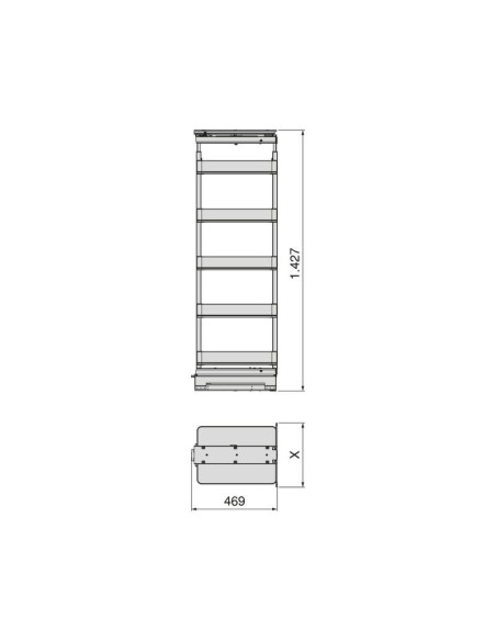COLUMNA EXTRAIBLE GIRATORIA HARMONY 5 CESTOS ALT.1430-1730MM. MOD.40 8383735 EMUCA