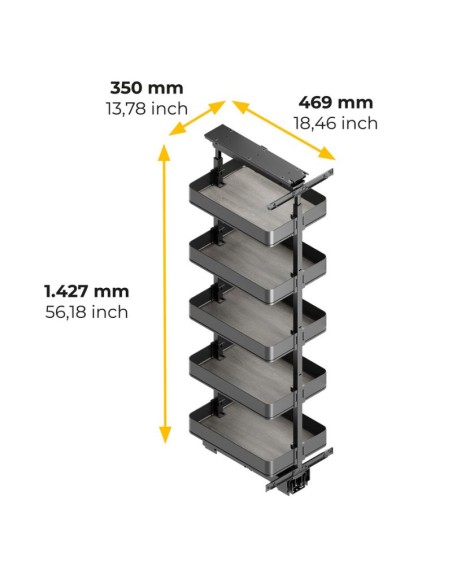 COLUMNA EXTRAIBLE GIRATORIA HARMONY 5 CESTOS ALT.1430-1730MM. MOD.40 8383735 EMUCA