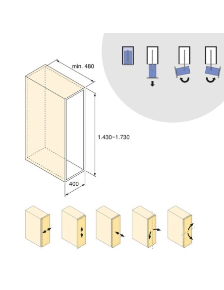 COLUMNA EXTRAIBLE GIRATORIA HARMONY 5 CESTOS ALT.1430-1730MM. MOD.40 8383735 EMUCA