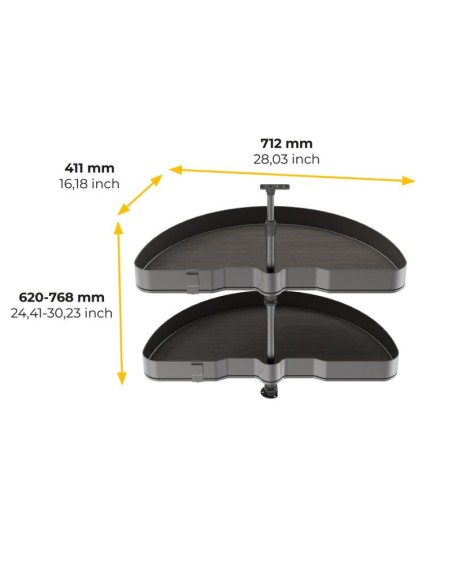 J.BANDEJAS GIRATORIAS 180º HARMONY GRAFITO MOD.80 8383235 EMUCA