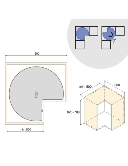 J.BANDEJAS GIRATORIAS 270º HARMONY GRAFITO MOD.80 8383335 EMUCA
